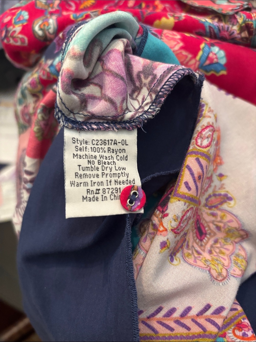 Johnny Was Fuchsia & Teal Paisley Patchwork Tunic - Picture 5 of 5